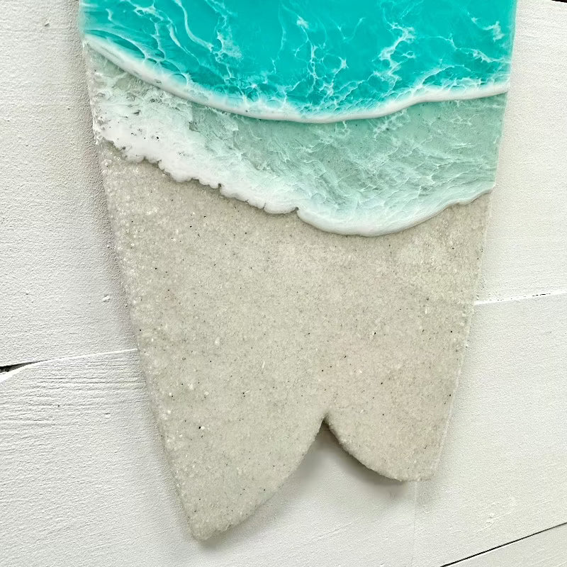 Assorted 22" Beach Teal Resin & White Sand Surfboard - Sunshine & Sweet Pea's Coastal Decor