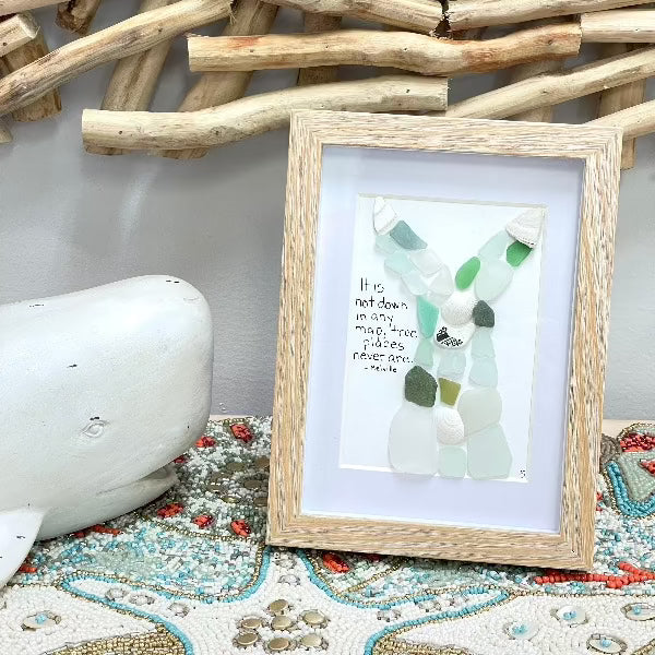 Whale Tail Sea Glass & Seashell Art - Sunshine & Sweet Pea's Coastal Decor