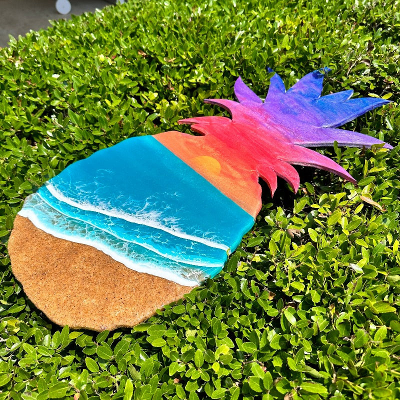 Sunset Custom Resin Pineapple Commission - Sunshine & Sweet Pea's Coastal Decor