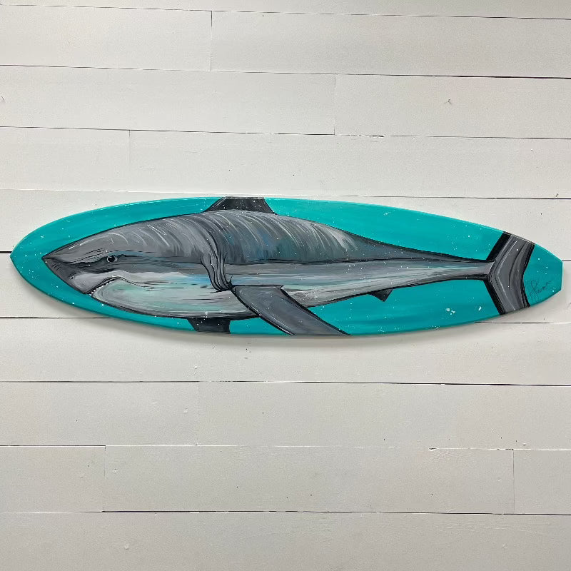 Great White Shark Wooden Surfboard - Sunshine & Sweet Pea's Coastal Decor