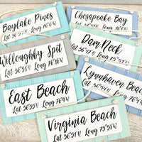 Custom Wooden Coordinate Signs - Sunshine & Sweet Pea's Coastal Decor