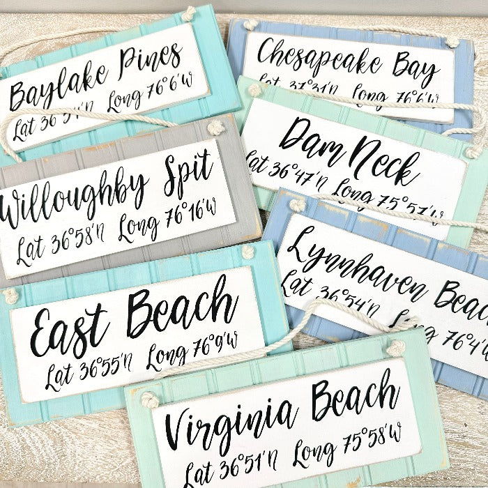 Custom Wooden Coordinate Signs - Sunshine & Sweet Pea's Coastal Decor