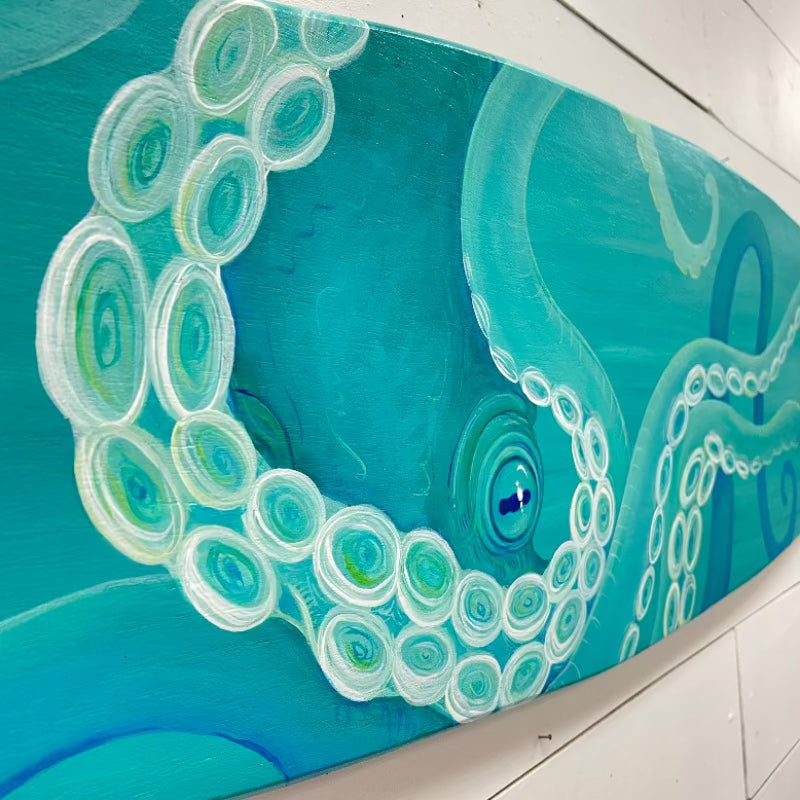 Octopus Wooden Surfboard - Sunshine & Sweet Pea's Coastal Decor