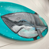 Great White Shark Wooden Surfboard - Sunshine & Sweet Pea's Coastal Decor