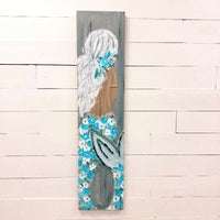 Custom Mermaid on Wood with Matte Finish & Embellishments Commission - Sunshine & Sweet Pea's Coastal Decor