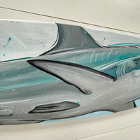 Reef Shark Wooden Surfboard with Shark Bite - Sunshine & Sweet Pea's Coastal Decor