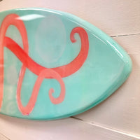 Octopus Wooden Surfboard with Resin Overlay - Sunshine & Sweet Pea's Coastal Decor