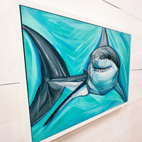 Framed Great White Shark Painting - Sunshine & Sweet Pea's Coastal Decor