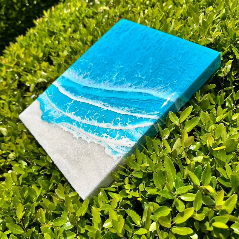 Blue Beach Inspired Resin Art - Sunshine & Sweet Pea's Coastal Decor