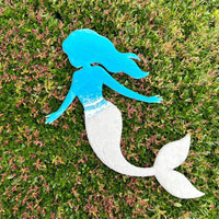 Beach Inspired Teal Resin 12" x 21" Mermaid - Sunshine & Sweet Pea's Coastal Decor