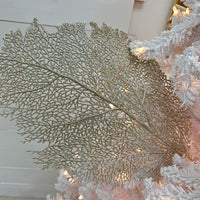 Gold Glitter Lace Fan Coral Sprig Decoration