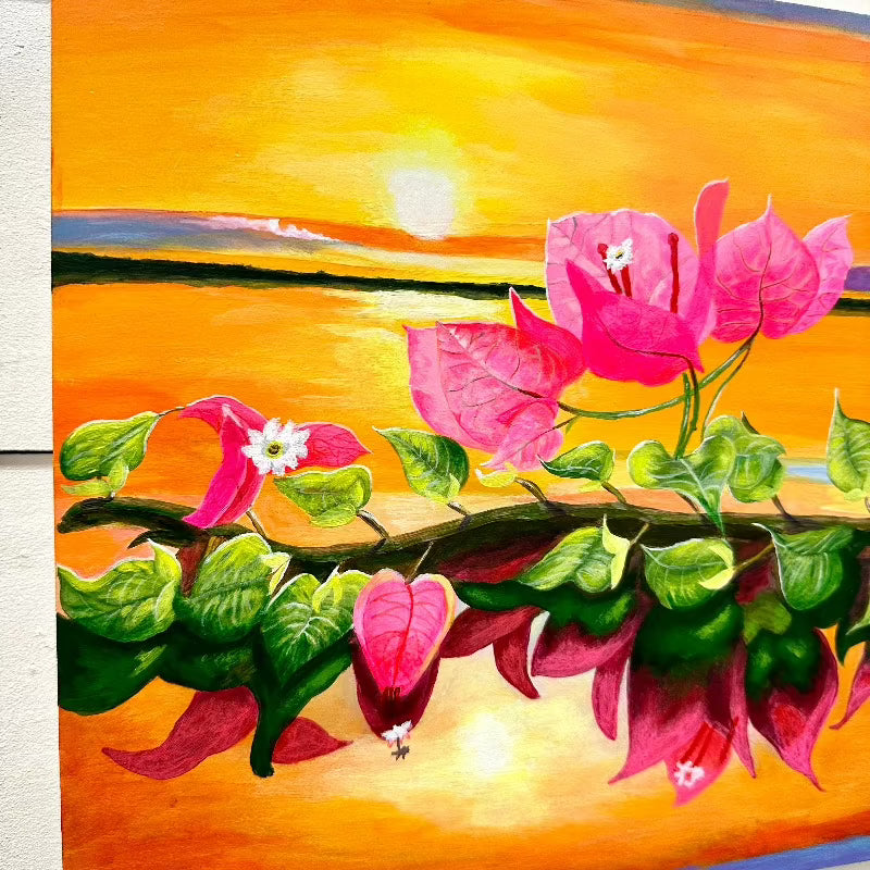 Flowers On The Beach Sunset Painting