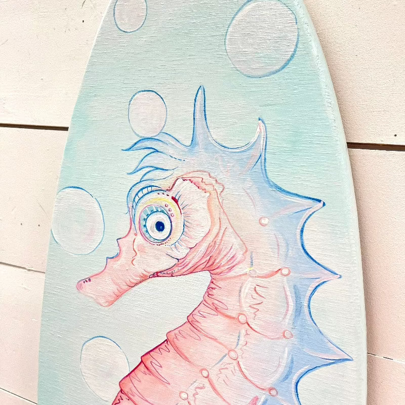 Seahorse Wooden Surfboard - Sunshine & Sweet Pea's Coastal Decor