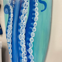 Octopus Tentacles Wooden Surfboard with Shark Bite - Sunshine & Sweet Pea's Coastal Decor