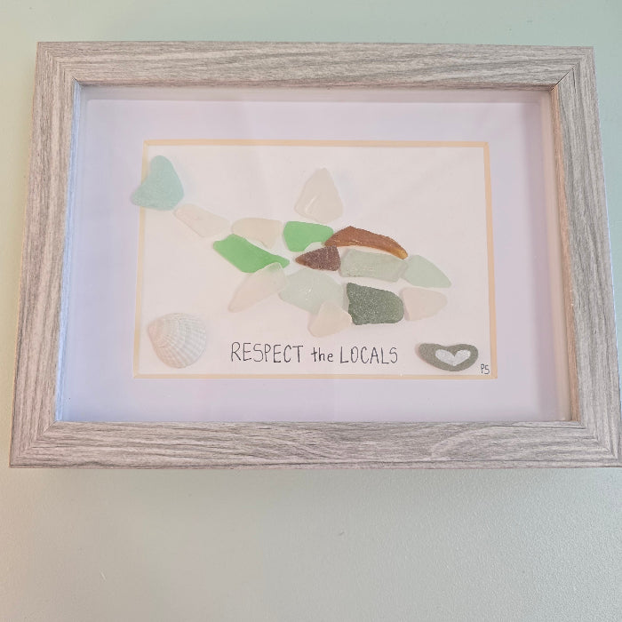 Respect The Locals Sea Glass Art Sunshine & Sweet Peas Costal Decor