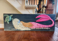 Custom Mermaid on Wood with Matte Finish & Embellishments Commission - Sunshine & Sweet Pea's Coastal Decor