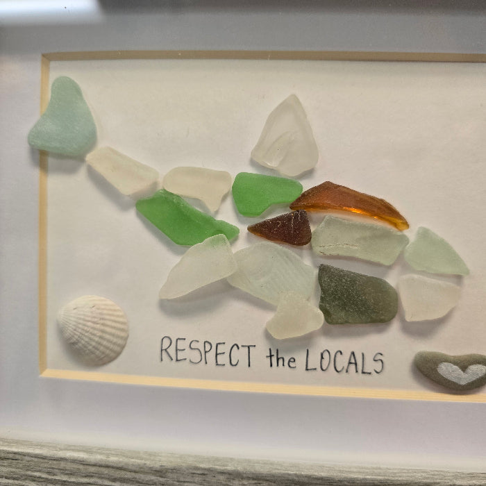 Respect The Locals Sea Glass Art Sunshine & Sweet Peas Costal Decor