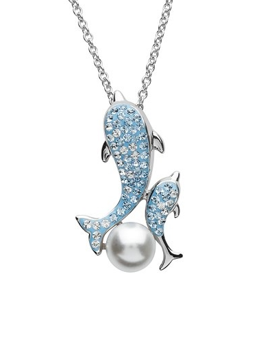 Crystal & Pearl Dolphin Necklace