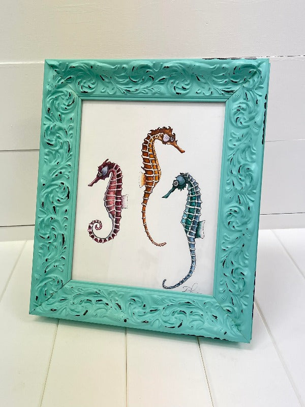 Framed Seahorse Painting - Sunshine & Sweet Pea's Coastal Decor