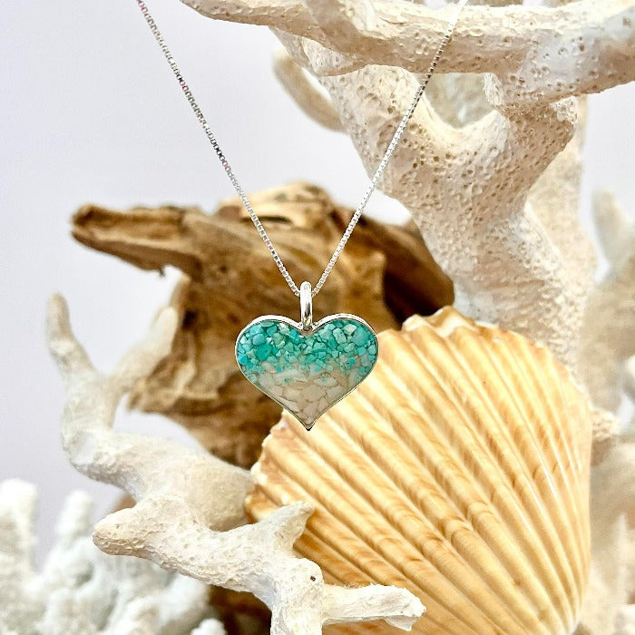 Heart of Sand Turquoise & Conch Shell Dune Jewelry Necklace - Sunshine & Sweet Pea's Coastal Decor