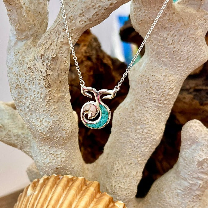 Forever Fins Whale Conch Shell & Turquoise Dune Jewelry Necklace - Sunshine & Sweet Pea's Coastal Decor