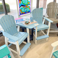Powder Blue on White Poly Outdoor Furniture Balcony Set