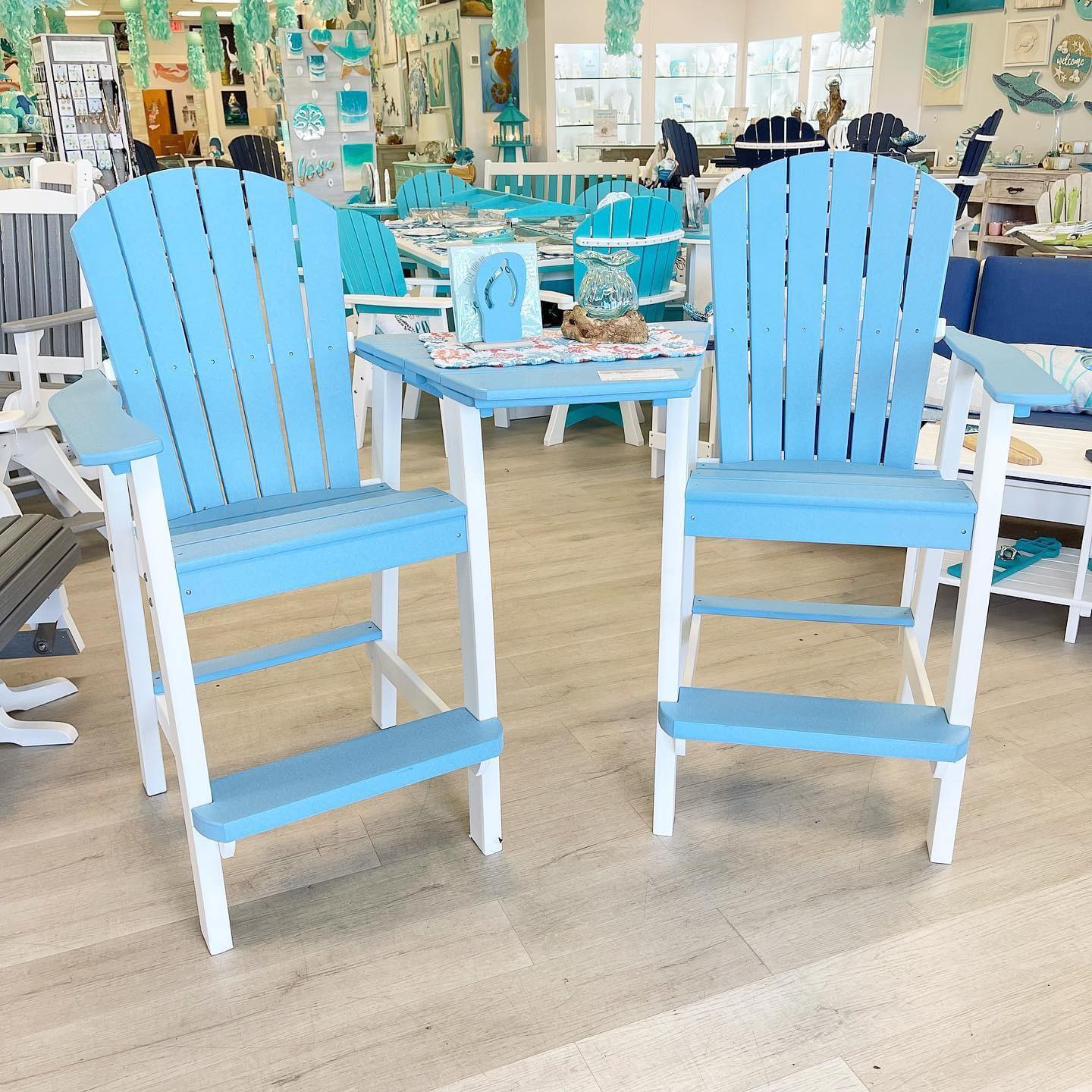 Powder Blue on White Poly Outdoor Furniture Balcony Set