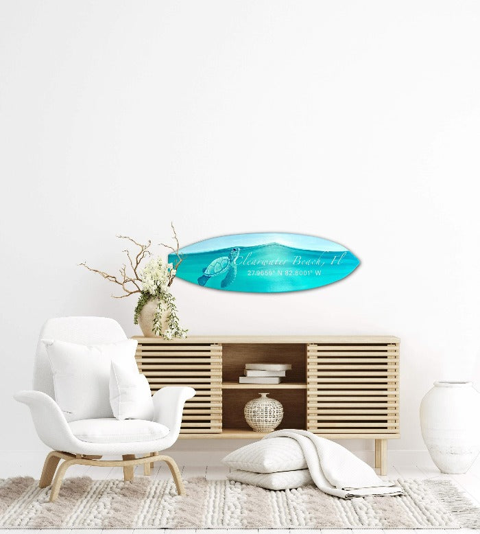 Custom Surfboard Commission - Sunshine & Sweet Pea's Coastal Decor