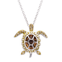 Crystal Turtle Birth Stone Necklace