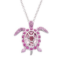 Crystal Turtle Birth Stone Necklace