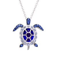 Crystal Turtle Birth Stone Necklace