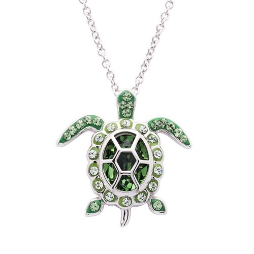 Crystal Turtle Birth Stone Necklace