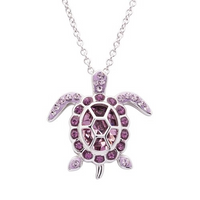 Crystal Turtle Birth Stone Necklace