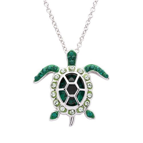 Crystal Turtle Birth Stone Necklace