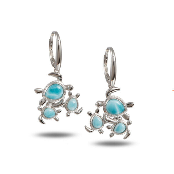 Larimar Tri-Sea Turtle Earrings - Sunshine & Sweet Pea's Coastal Decor
