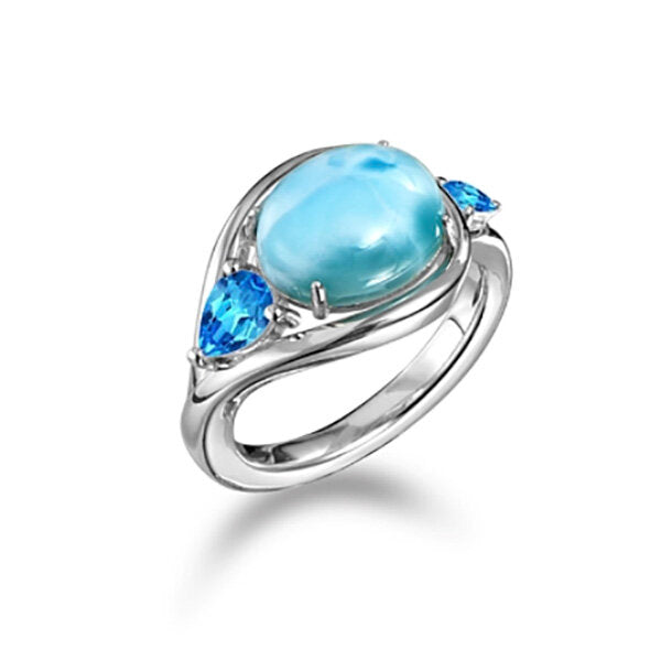 Larimar fashion And Topaz Ring