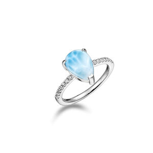 Pear Shape Larimar Designer Ring - Sunshine & Sweet Pea's Coastal Decor