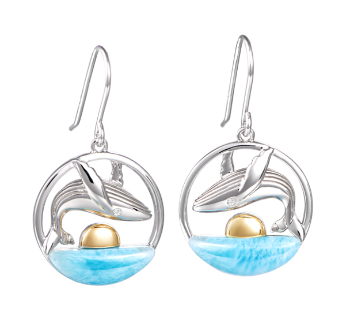 Larimar Humpback Whale Earrings - Sunshine & Sweet Pea's Coastal Decor