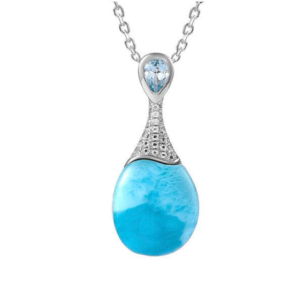 Larimar Stone & Blue Topaz Pendant - Sunshine & Sweet Pea's Coastal Decor