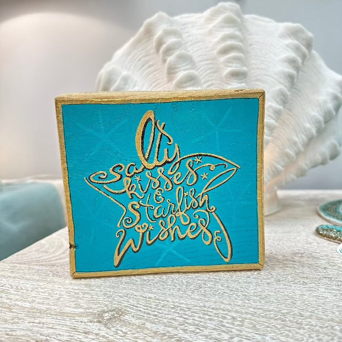 Salty Kisses & Starfish Wishes Table Sitter - Sunshine & Sweet Pea's Coastal Decor
