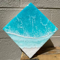 Diamond Beach Inspired Teal Resin Art - Sunshine & Sweet Pea's Coastal Decor