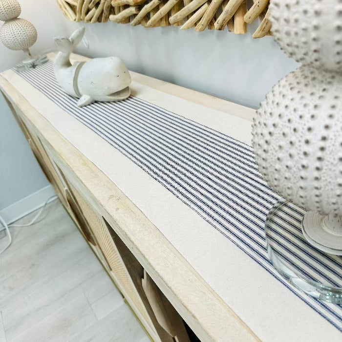Ticking Stripe Table Runner - Sunshine & Sweet Pea's Coastal Decor