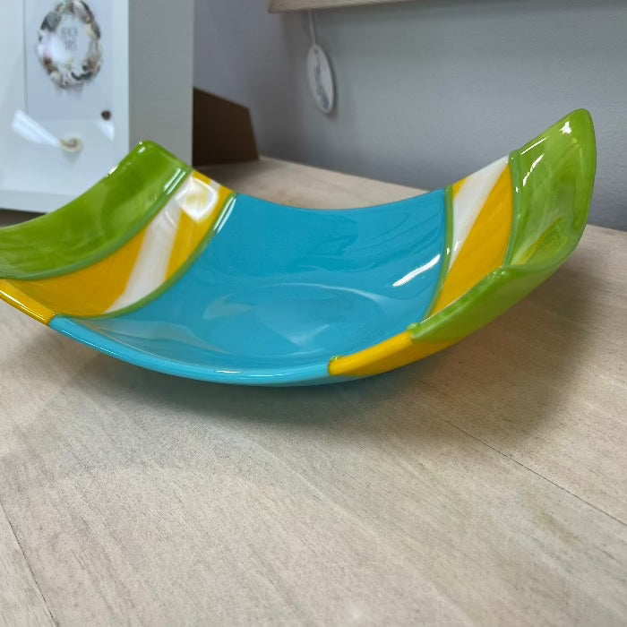 Decorative Striped Glass Bowl - Sunshine & Sweet Pea's Coastal Decor