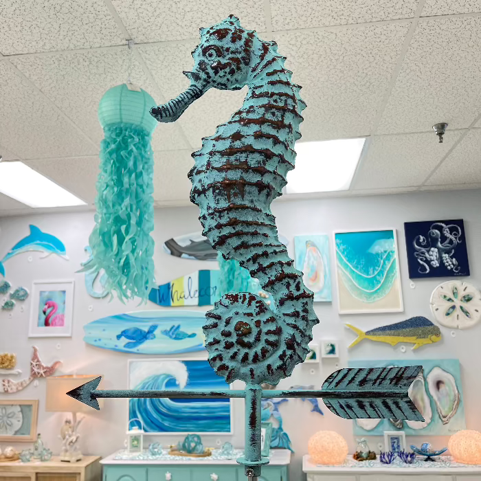 Seahorse Metal Weather Vane Sunshine & Sweet Peas Coastal Decor
