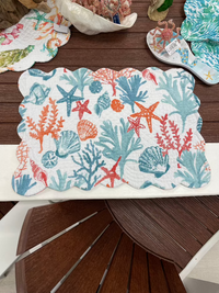 Tangerine Coast Table Linens Sunshine & Sweet Peas Coastal Decor