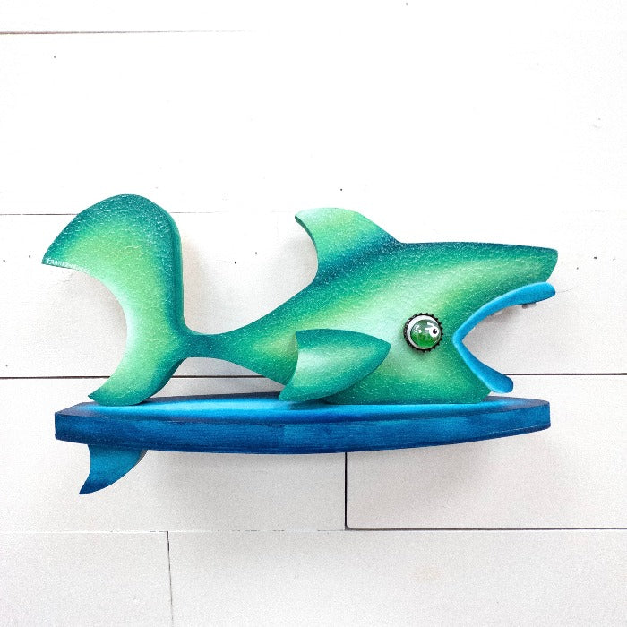 Sparky McSharky Funky Wooden Shark Surfer – Sunshine & Sweet Pea's Coastal  Décor