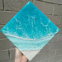Diamond Beach Inspired Teal Resin Art - Sunshine & Sweet Pea's Coastal Decor