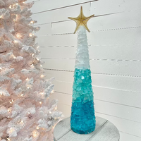 Extra Large Sea Glass Tree w/Lights & Starfish Topper Sunshine & Sweet Peas Coastal Decor