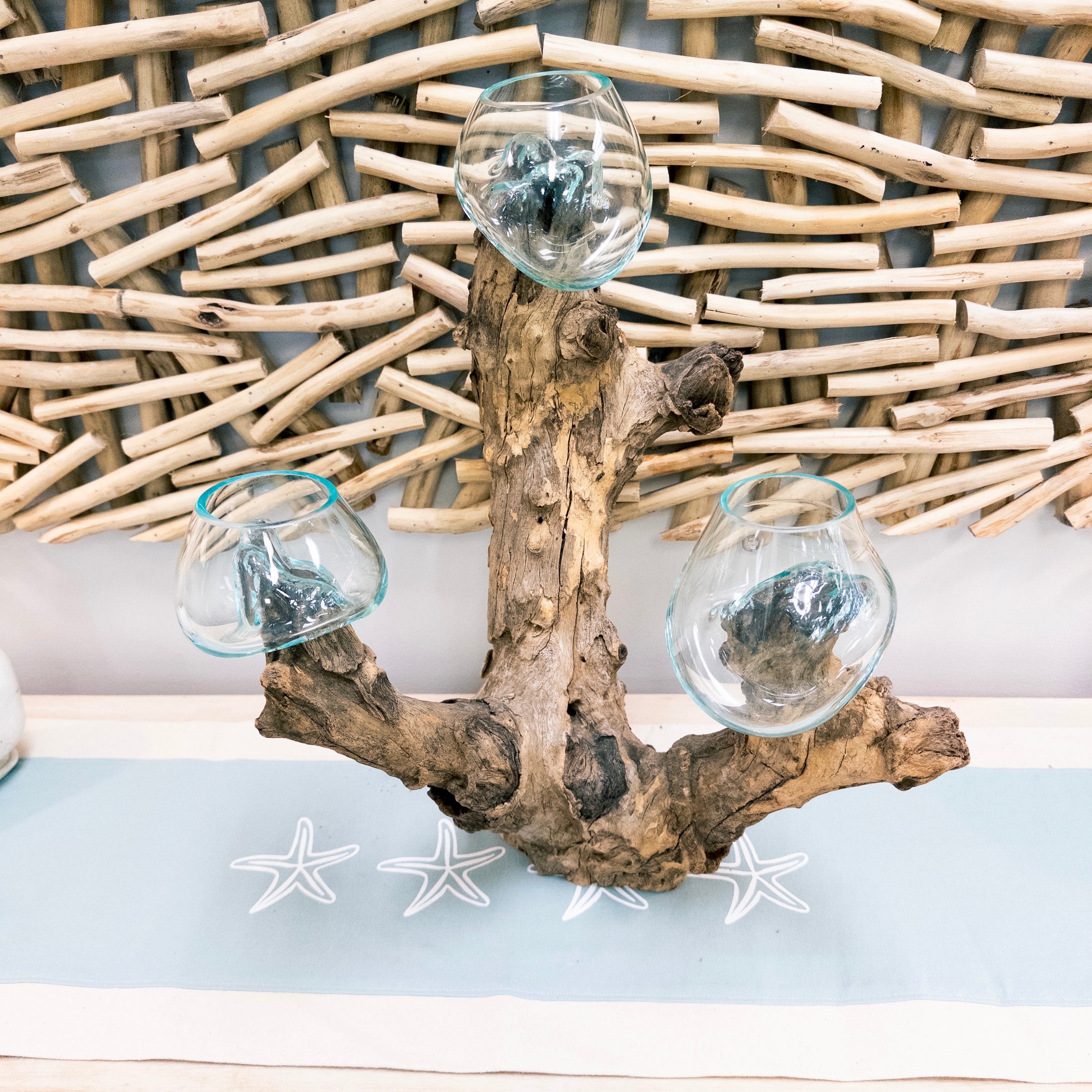 Mouthblown Glass on Driftwood