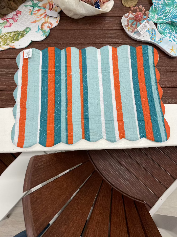 Tangerine Coast Table Linens Sunshine & Sweet Peas Coastal Decor